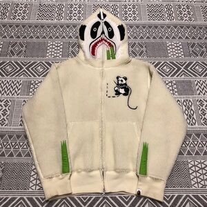 A Bathing Ape Bape Panda Fleece Full Zip Hoodie Size Medium